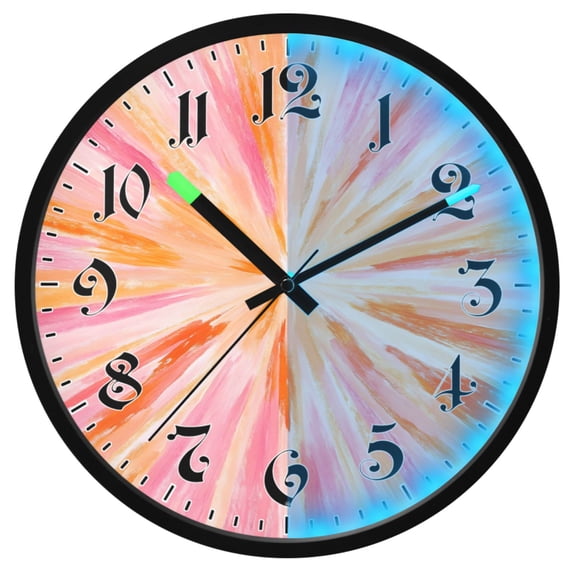 Ryvnso Orange Tie Dye Pattern 12 Inch Night Light Wall Clock Luminous Silent Battery Operate Clocks