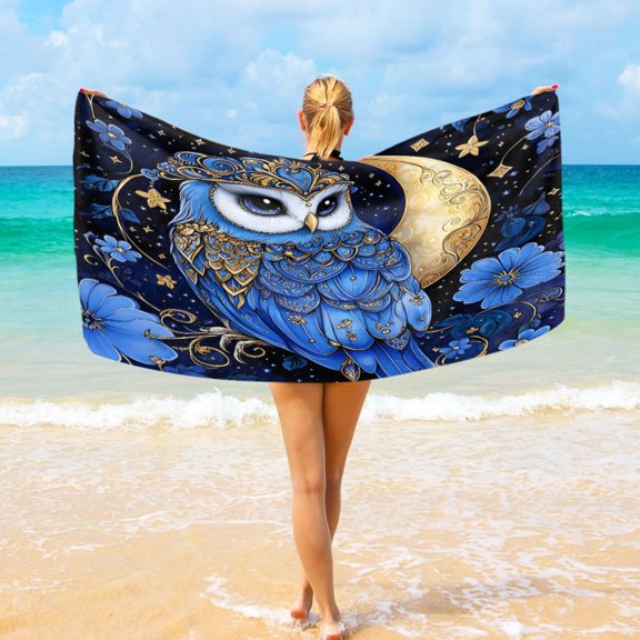 Ryvnso Owl Bloom Flower Stylish Beach Towel Swimming Yoga Bath Towels Large Sand Free Towels 31"W x 71"L