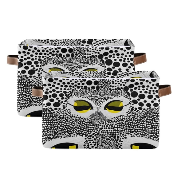 Ryvnso Owl Eyes Polka Dot Storage Basket Large Bin Foldable Boxes Toys Organizer 14.2x10.2x8.3in 2 PCs