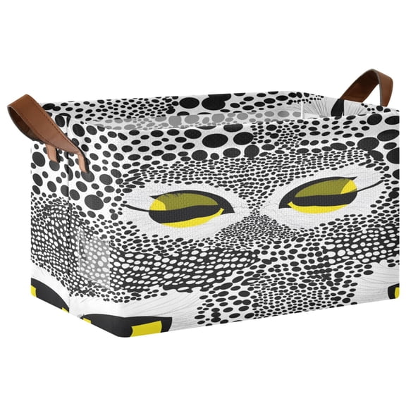 Ryvnso Owl Eyes Polka Dot Storage Bins Large Basket Foldable Cube Toys Organizer with Handles 1 PC