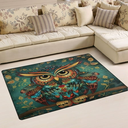 Ryvnso Owl Print Ethnic Area Floor Mat Non-Slip Carpet Soft Rugs Doormats 31" x 20"