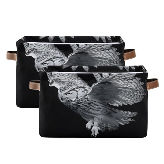 Ryvnso Owl Storage Basket Large Bin Foldable Boxes Toys Organizer 14.2x10.2x8.3in 2 PCs