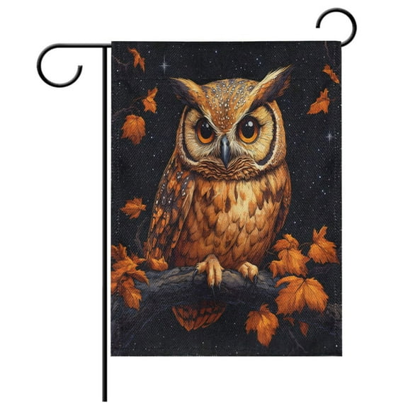 Ryvnso Owl in Fall Garden Flag 12x18 Inch Double Sided Seasonal Yard Decoration