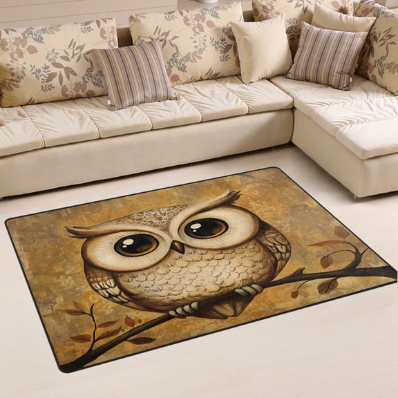 Ryvnso Owl on Branch Area Floor Mat Non-Slip Carpet Soft Rugs Doormats 60" x 39"