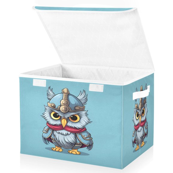 Ryvnso Owl with Hat Large Lidded Foldable Storage Baskets Cubes Boxes Lids Bin for Home
