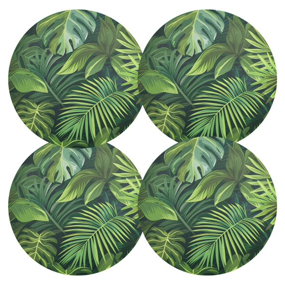 Ryvnso Palm Leaf Plant Round Plate Mats Dining Table Placemat Set of 4 for Holiday Decoration