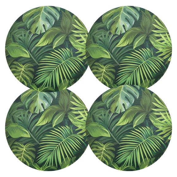 Ryvnso Palm Leaf Plant Round Plate Mats Dining Table Placemat Set of 4 for Holiday Decoration