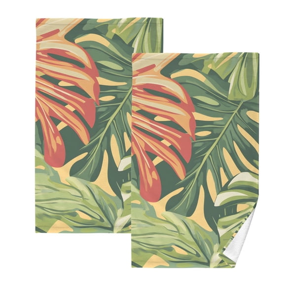 Ryvnso Palm Leaf-c9 Cotton Hand Towels Sets Face Towel 2 PCs Bathroom Decorative