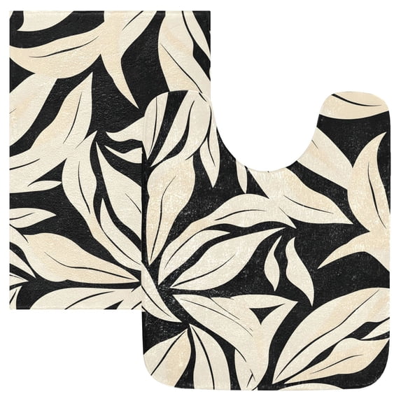Ryvnso Palm Leaf-e1 Bathroom Shaggy Rugs Toilet Mat Soft Contour Rug