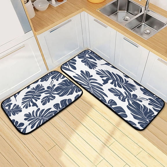Ryvnso Palm Leaf-e7 Kitchen Rugs Set Non Slip Runner Mats for Dining Room