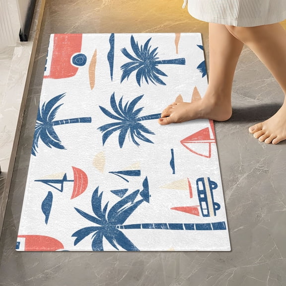 Ryvnso Palm Tree Bus Bathroom Shaggy Rugs Toilet Rectangle Mat Soft Contour Rug 24"x16"