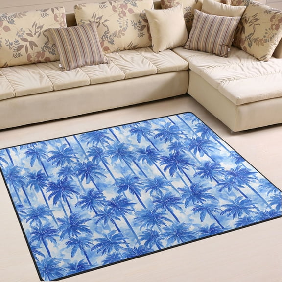 Ryvnso Palm Tree Paint Area Rug Floor Mats Non-Slip Home Carpet 63 x 48 inch
