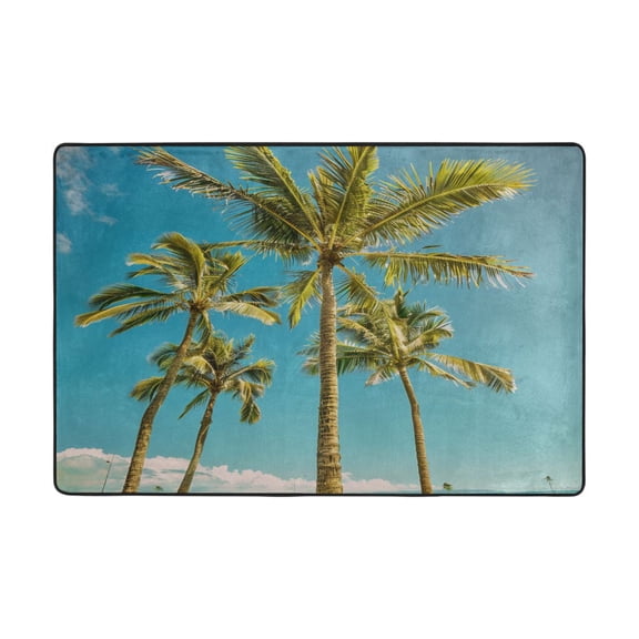 Ryvnso Palm Tree Summer Blue Sky Area Floor Mats Large Nursery Rugs Non-Slip Carpets Doormat 36" x 24"
