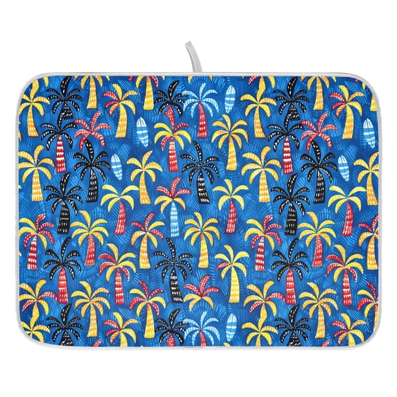 Ryvnso Palm Trees Cute Dish Drying Mat for Kitchen Countertop 16x18 Small Dish Pad Drainer Rack Dish Sink Mats