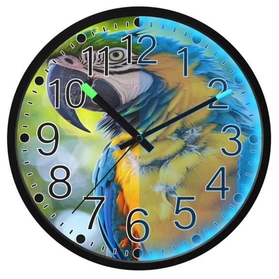Ryvnso Parrot Birds 12 Inch Night Light Wall Clock Silent Battery Operated Luminous Clocks