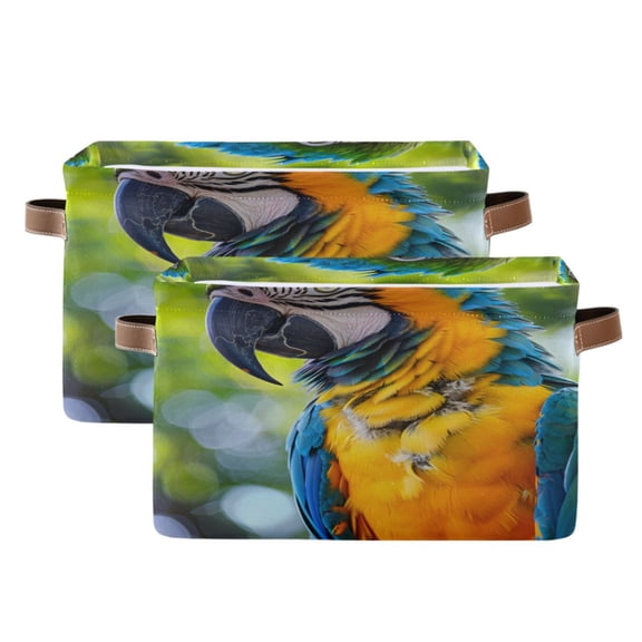 Ryvnso Parrot Birds Storage Basket Large Bin Foldable Boxes Toys Organizer 14.2x10.2x8.3in 2 PCs
