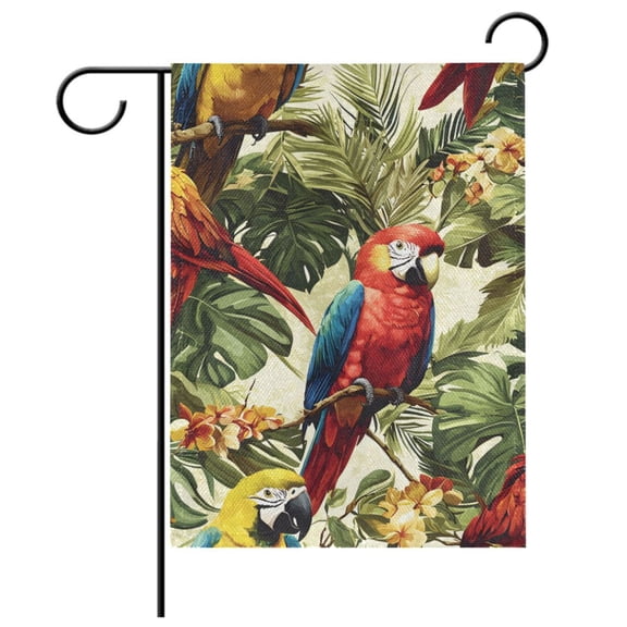 Ryvnso Parrots Summer Leaves Garden Flag 12x18 Inch Double Sided Seasonal Yard Decoration