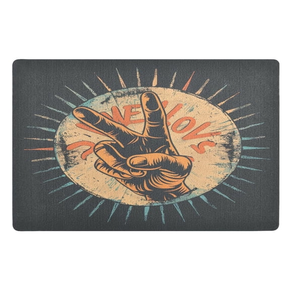 Ryvnso Peace Sign Door Mats Outdoor Indoor Entrance Low Profile Floor Rugs 32"x20" Carpet