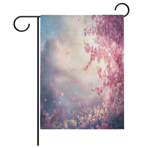 Ryvnso Peach Floral Sunset Pattern Garden Flag 12x18 Inch Double Sided Seasonal Yard Decoration