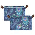 thumbnail image 1 of Ryvnso Peacock Feathers Artistic Storage Bins Large Basket Foldable Cube Toys Organizer with Handles 2 PCs, 1 of 8
