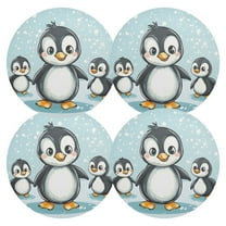 Ryvnso Penguins and Snow Round Plate Mats Dining Table Placemat Set of 4 for Holiday Decoration