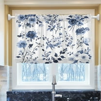 Ryvnso Peony Flowers Pattern Half Curtains Sets Tier 2 Panels Short Curtain Rod Pocket 27"W x 24"L