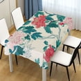 thumbnail image 1 of Ryvnso Peony Flowers and Leaves Rectangle Table Cloth Tablecover Dinning Tablecloth 54"x72", 1 of 8