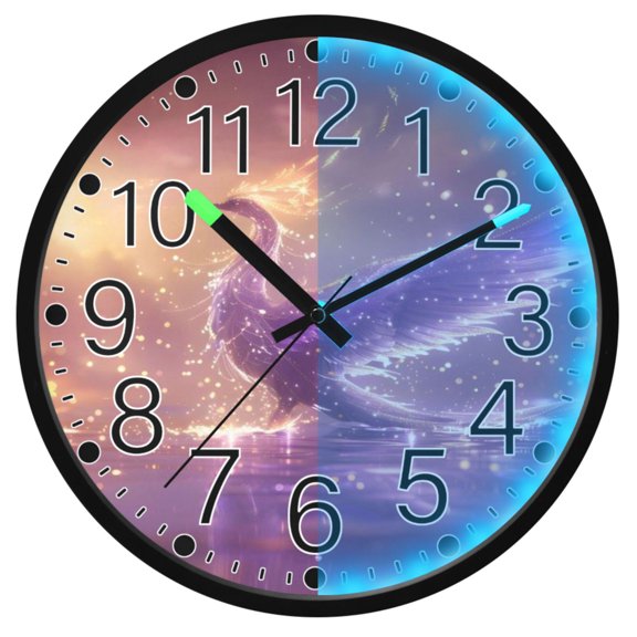 Ryvnso Phoenix Bird Shiny 12 Inch Night Light Wall Clock Silent Battery Operated Luminous Clocks