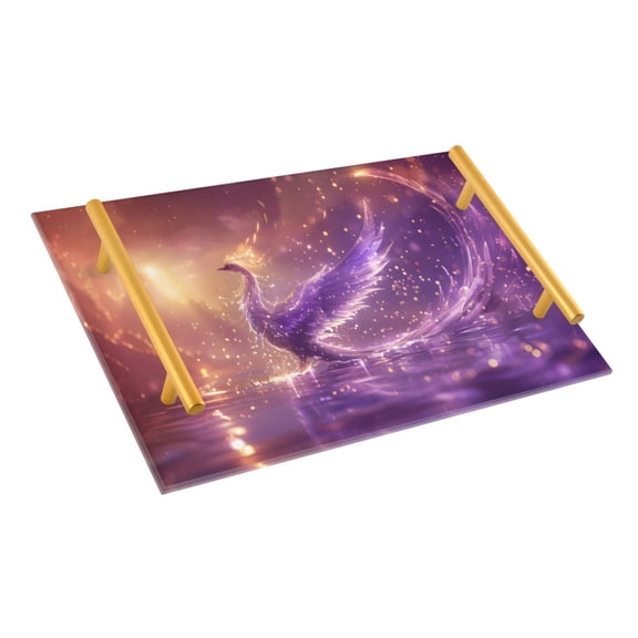 Ryvnso Phoenix Bird Shiny Bathroom Tray Vanity Countertop Trays Acrylic Organizer
