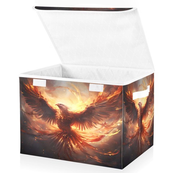 Ryvnso Phoenix Flying Large Lidded Foldable Storage Baskets Cubes Boxes Lids Bin for Home