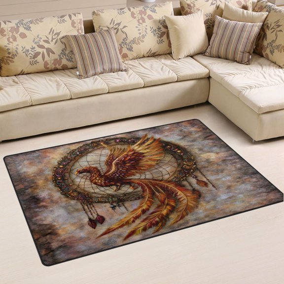 Ryvnso Phoenix with Feather Area Floor Mat Non-Slip Carpet Soft Rugs Doormats 31" x 20"