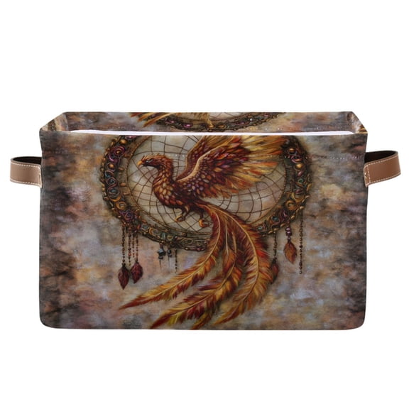 Ryvnso Phoenix with Feather Storage Basket Large Bin Foldable Boxes Toys Organizer 14.2x10.2x8.3in 1 PC