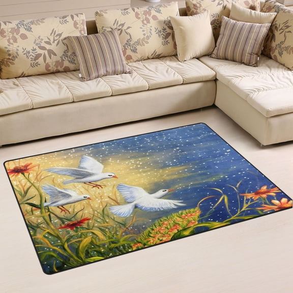 Ryvnso Pigeon Oil Paint Area Floor Mat Non-Slip Carpet Soft Rugs Doormats 31" x 20"