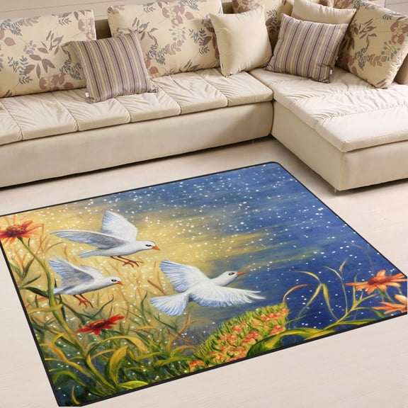 Ryvnso Pigeon Oil Paint Area Rug Floor Mats Non-Slip Home Carpet 63 x 48 inch