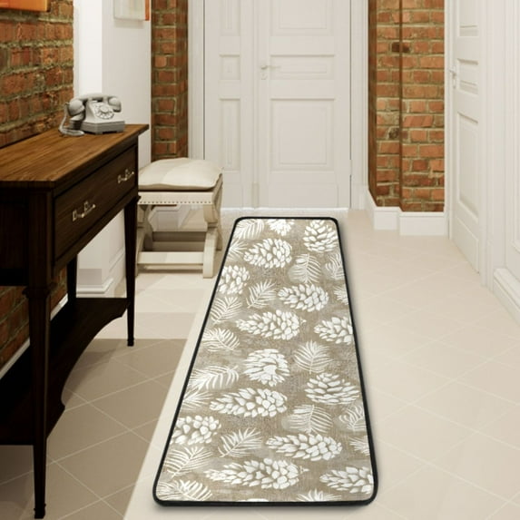 Ryvnso Pinecone and Leaf Hallway Runner Rugs Floor Carpet Non Slip Entryway Mat 2' x 6'