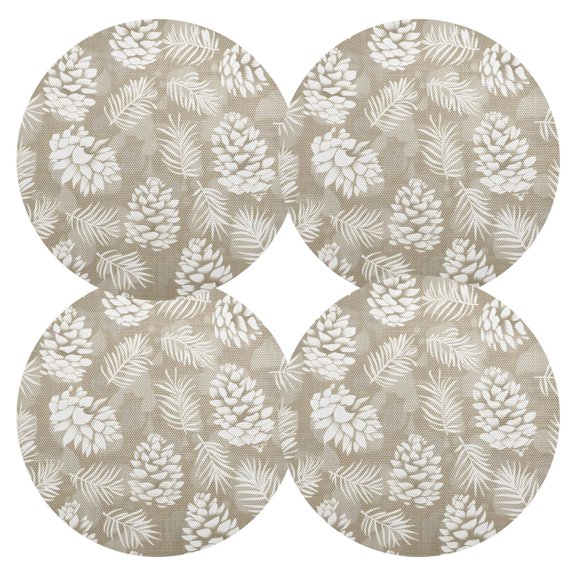 Ryvnso Pinecone and Leaf Round Plate Mats Dining Table Placemat Set of 4 for Holiday Decoration