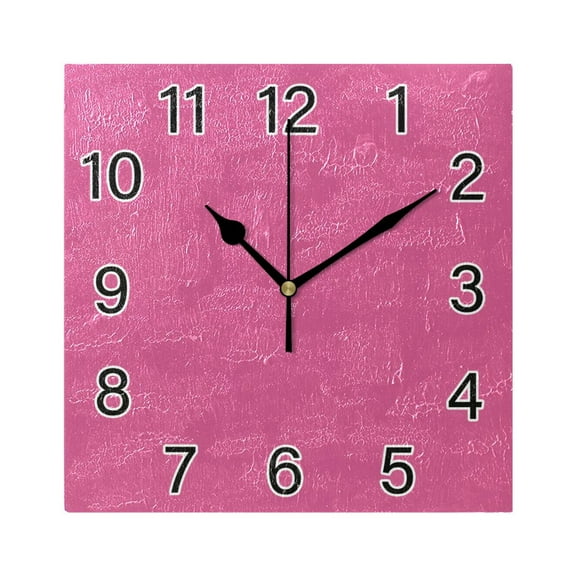 Ryvnso Pink Background Wall Clock Square Silent Non-Ticking Battery Operated 7.78"