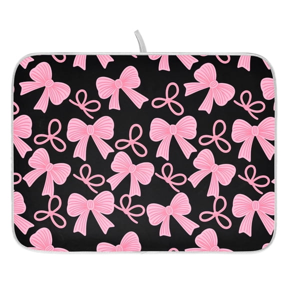 Ryvnso Pink Bows Dish Drying Mat for Kitchen Countertop 16x18 Small Dish Pad Drainer Rack Dish Sink Mats