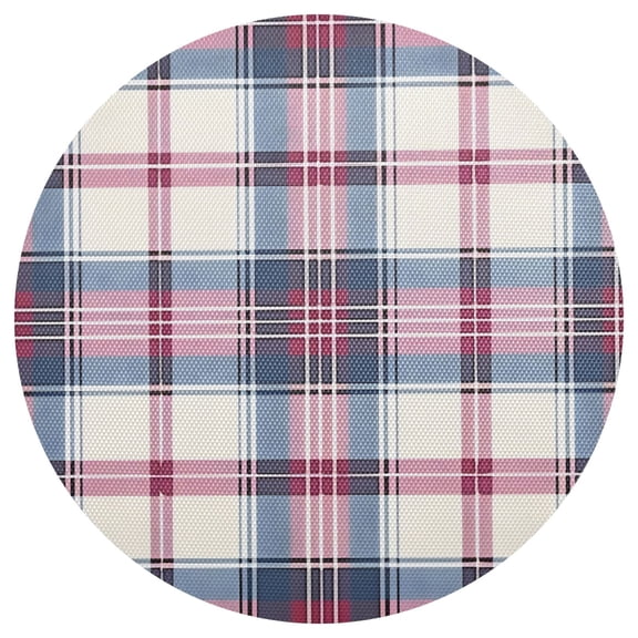 Ryvnso Pink Checkered Grid Pattern Round Plate Mats Dining Table Placemat 1 Piece for Holiday Decoration