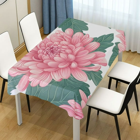 Ryvnso Pink Chrysanthemum Flower Rectangle Table Cloth Tablecover Dinning Tablecloth 60"x108"