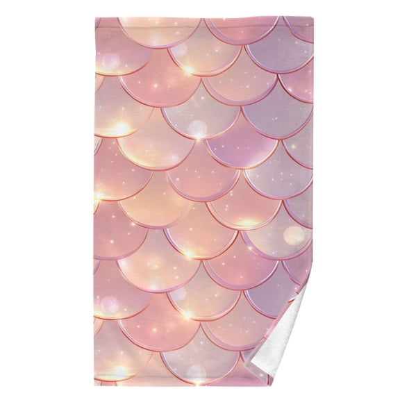 Ryvnso Pink Gradient Scales Pattern Cotton Hand Towel Absorbent Face Bath Towels for Beach Pool Sports