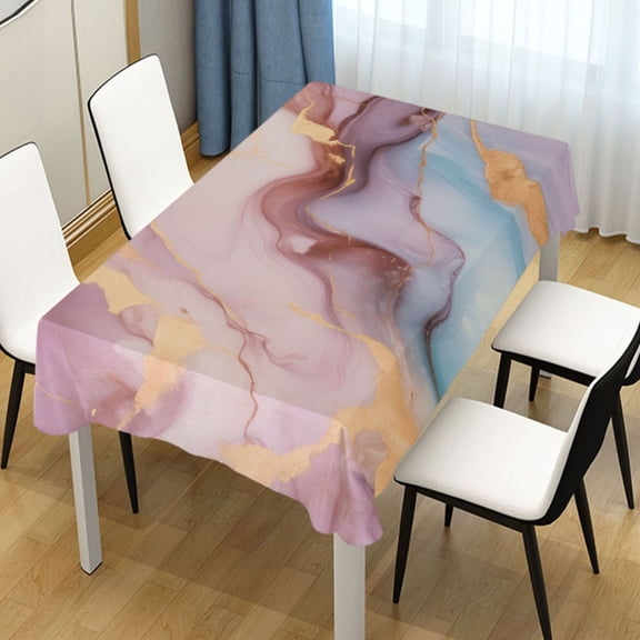 Ryvnso Pink and Gold Marble Rectangle Table Cloth Tablecover Dinning Tablecloth 54"x54"