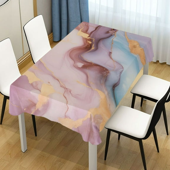 Ryvnso Pink and Gold Marble Rectangle Table Cloth Tablecover Dinning Tablecloth 54"x72"