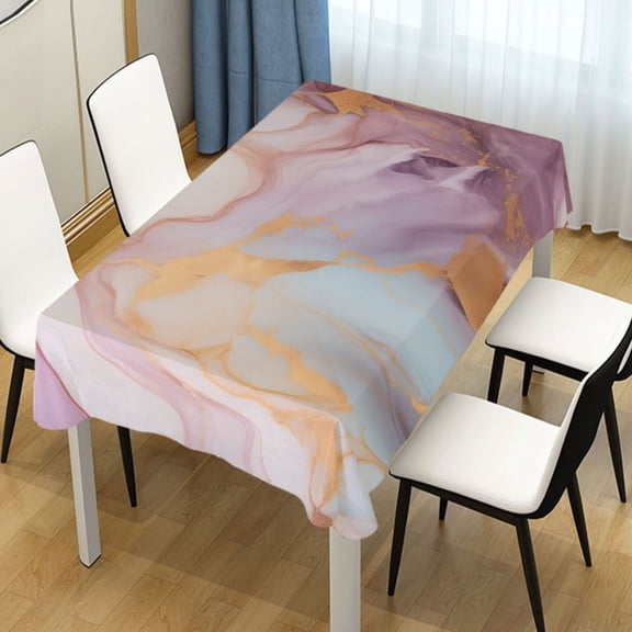 Ryvnso Pink and Gold Marble Rectangle Table Cloth Tablecover Dinning Tablecloth 60"x60"