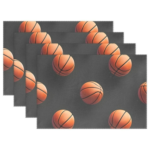 Ryvnso Placemats Set of 4 3d Basketballs Dining Mats Heat-Resistant Non-Slip Washable Table Mat