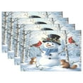 thumbnail image 1 of Ryvnso Placemats Set of 4 A Christmas Snowman with Cardinal Dining Mats Heat-Resistant Non-Slip Washable Table Mat, 1 of 8