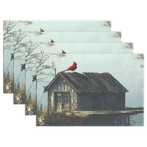 Ryvnso Placemats Set of 4 A Red Bird on Vintage Roof Dining Mats Heat-Resistant Non-Slip Washable Table Mat