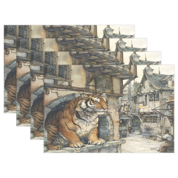 Ryvnso Placemats Set of 4 A Tiger Dining Mats Heat-Resistant Non-Slip Washable Table Mat