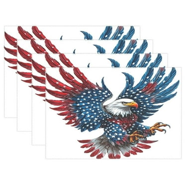 Ryvnso Placemats Set of 4 American Eagle Dining Mats Heat-Resistant Non-Slip Washable Table Mat