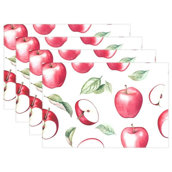 Ryvnso Placemats Set of 4 Apples Pattern Dining Mats Heat-Resistant Non-Slip Washable Table Mat